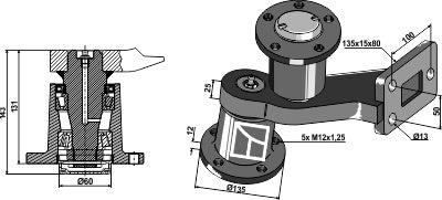 Leje med skaft - højre model