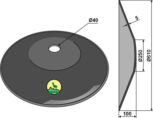 Vanlig skiva Ø610x5 - Avkortad