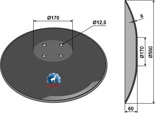 Plain disc - Ø560x6 m.
