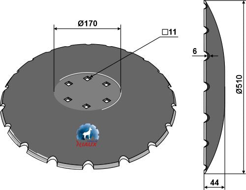 Tandad tallrik Ø510x6