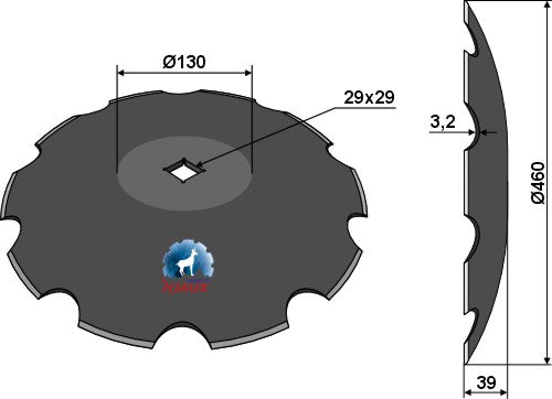 Skive med hak Ø460x3,2