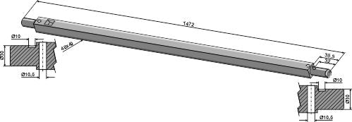 Fyrkantig axel 40x40 – 1472 mm