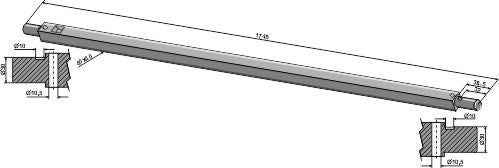 Neliömäinen akseli 40x40 - 1740 mm