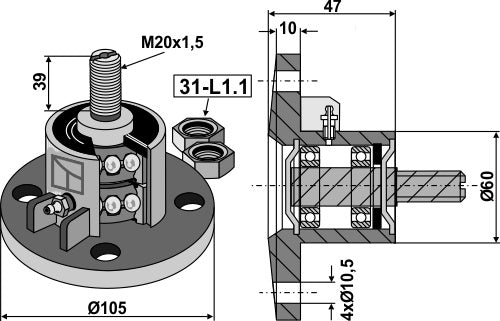 Kiekko-napa, jossa on kupera laakeripinta