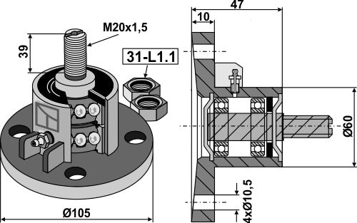 Skivnav med konkav lageryta