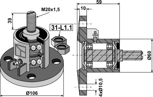 Kiekko-napa, jossa on kupera laakeripinta