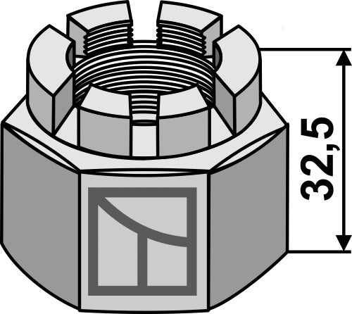 Kuusiokantamutteri M 30 x 3,5, 30x30 neliöakselille