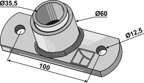 Laakerilaippa, jossa on painettu holkki - Ø35,5
