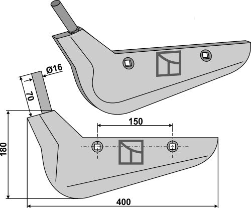 Beet lifter share, left model
