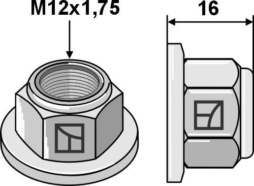 Selvlåsende kragemutter - Polystop - M12x1,75 - 8.8