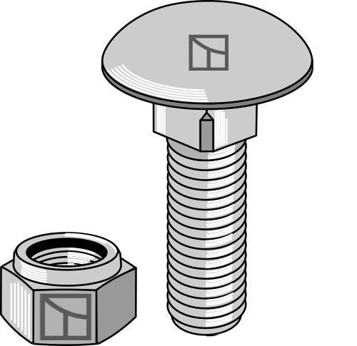 Skruv med skålhuvud M12x1,75x35 med självlåsande muttrar