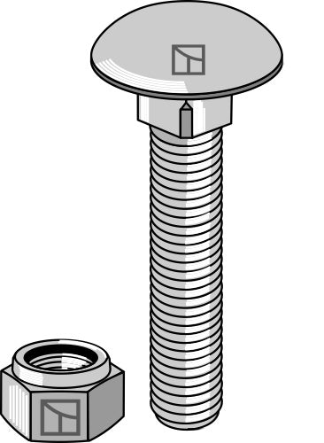 Skruv med skruvhuvud M10x1,5x45 med självlåsande muttrar