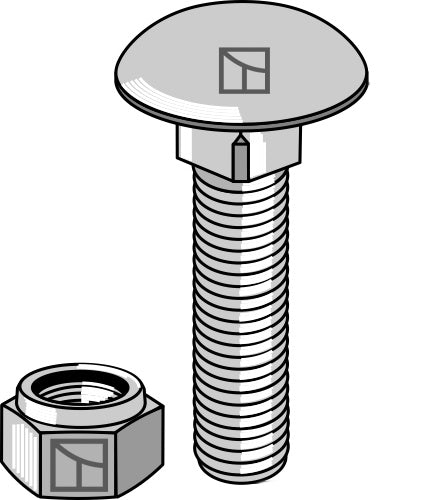 Skruv med skålhuvud M8x1,25x30 med självlåsande muttrar