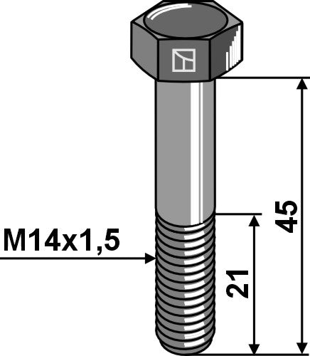 Sexkantskruv med metrisk fin gänga – M14x1,5x45 – 12,9