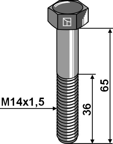 Sekskantbolt med metrisk fint gevind - M14x1,5x65 - 12,9