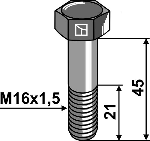 Sexkantskruv med metrisk fin gänga – M16x1,5x45 – 12,9