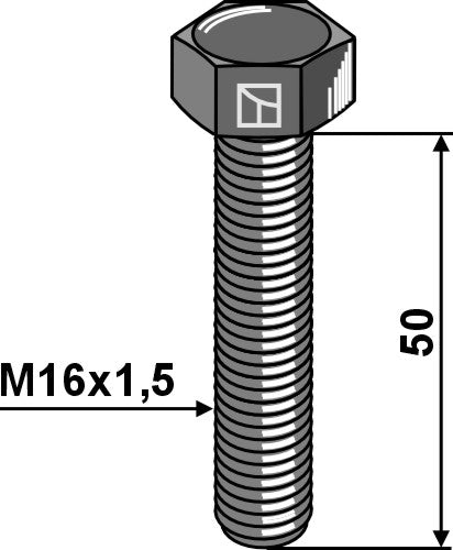 Hexagon bolt with metric fine thread - M16x1,5x50 - 12.9