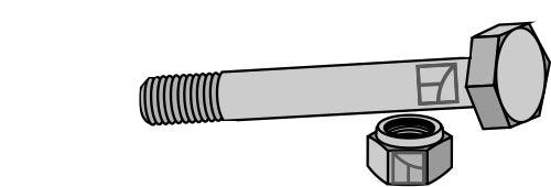 Sexkantskruv M14x2x140 med självlåsande mutter