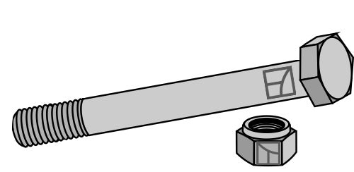 Sexkantskruv M16x2x124 med självlåsande mutter
