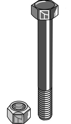 Sexkantskruv M20x2,5x160 med självlåsande mutter