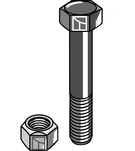 Sexkantskruv M8x1,25x55 med självlåsande mutter