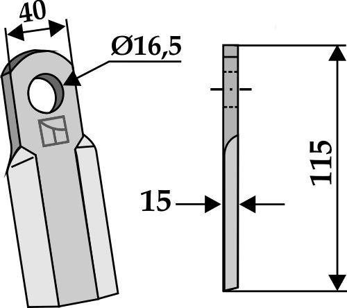 Suora terä 115 x 40 mm
