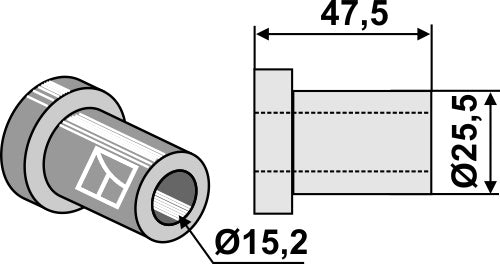 Sisäinen holkki 47,5xØ15,2xØ25,5