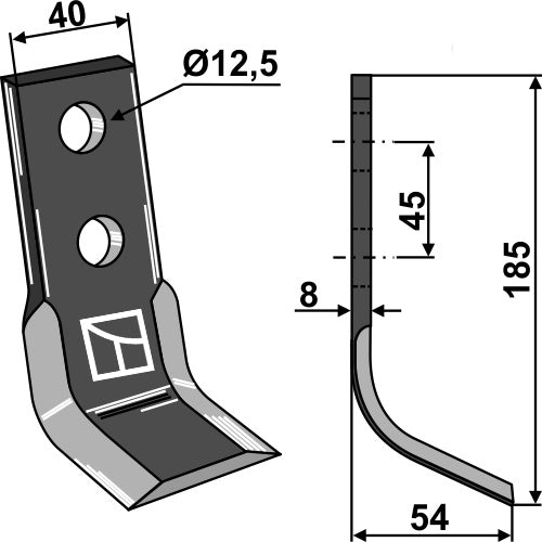 Y-terä 185 x 40 mm