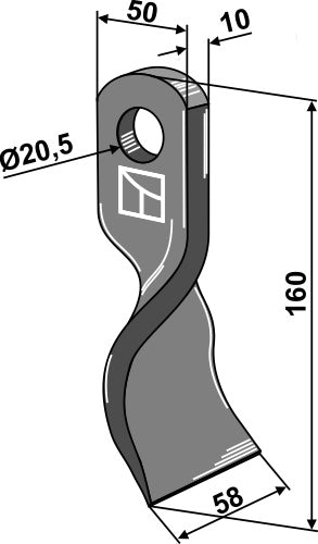 Kiertynyt terä 160 x 50 mm