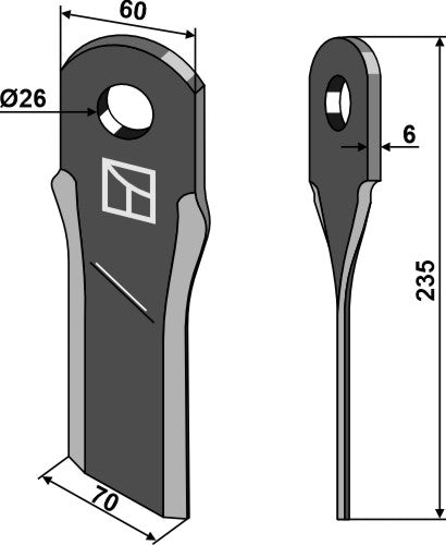 Vridet blad 225 x 60 mm