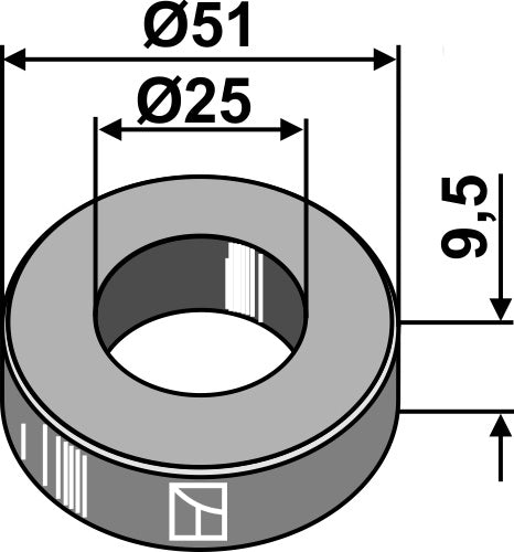 Bricka Ø51x9,5xØ25