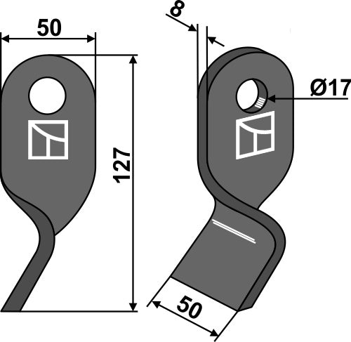 Kiertynyt terä 127 x 50 mm