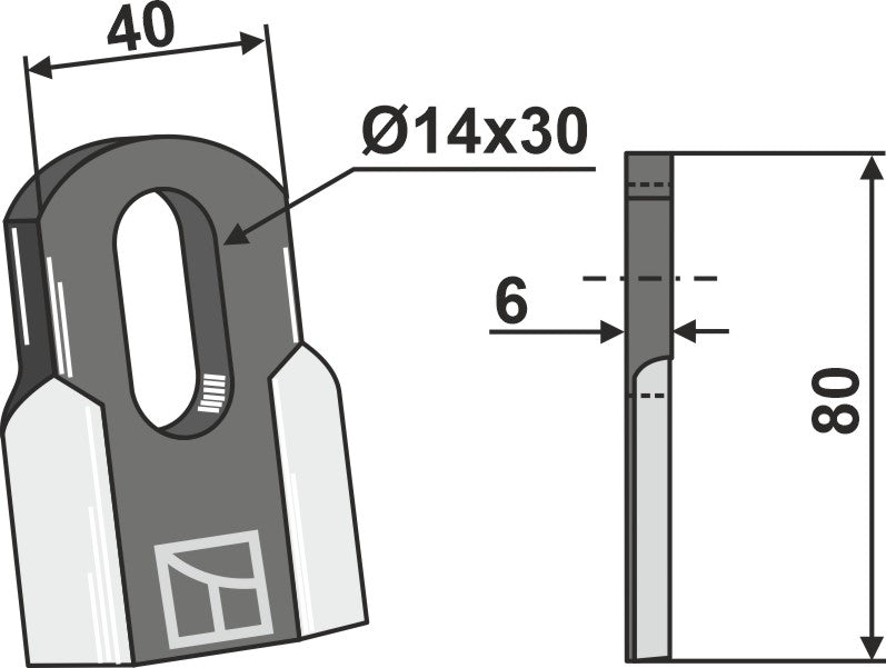 Suora terä 80 x 40 mm