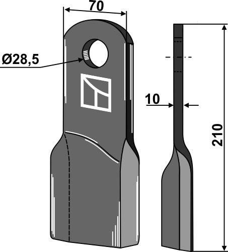 Vridet blad 210 x 70 mm