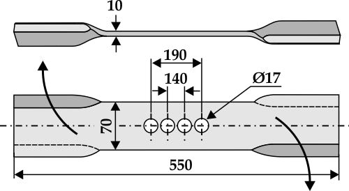 Flyttblad 550 mm – höger