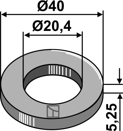 Aluslevy Ø40x5,25xØ20,4