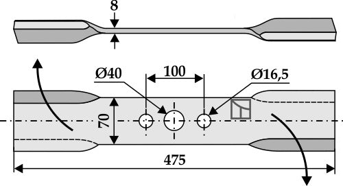 Siirtoterä 475 mm - oikea