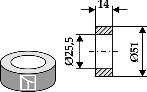 Bricka Ø51x14xØ25,5