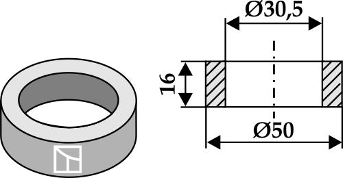 Central buske 16xØ30,5xØ50