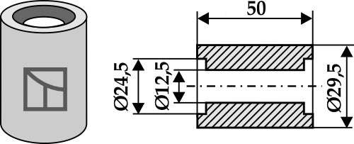 Inre bussning 50xØ12,5xØ29,5