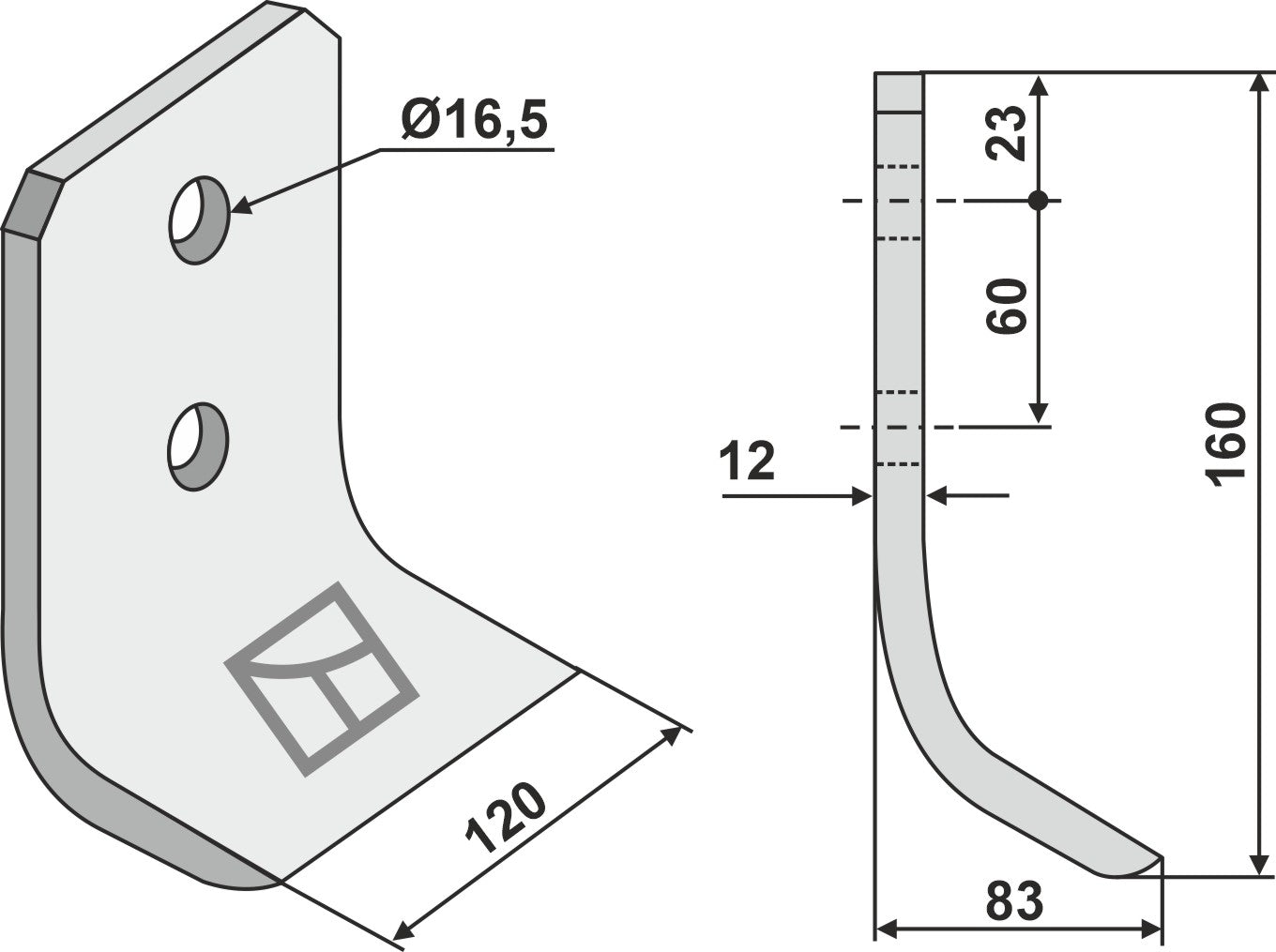 Grøfteskjær 160x120mm