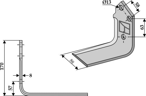 Kaivinkoneen terä - vasen
