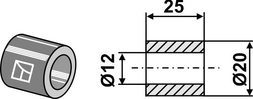 Aluminiumbussning 25xØ12xØ20