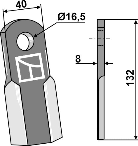 Suora terä 132 x 40 mm