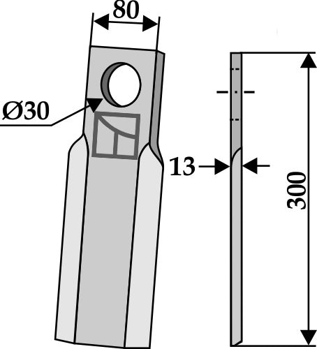 Rakt blad 300 x 80 mm