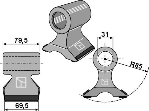 Beskärningshammare 69,5x79,5 mm - PTA