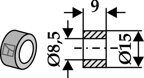 Aluslevy 9xØ8,5xØ15