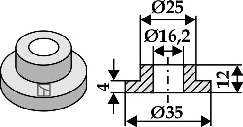 Sisäinen holkki 12xØ16,2xØ35