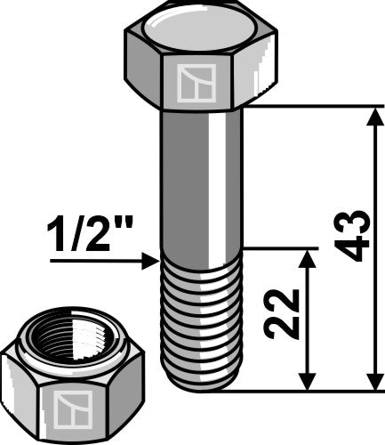 Bult med självlåsande mutter – 1/2''UNF