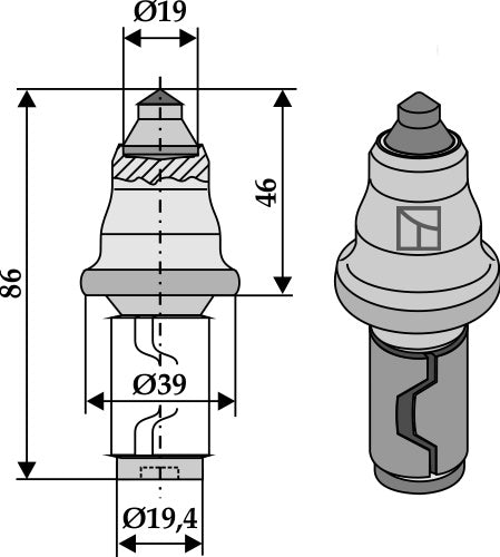 Round attrack tick for street trencher with hardmetal